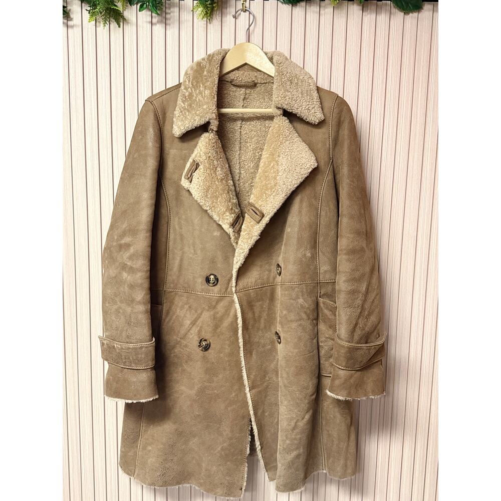 Massimo Dutti Sheepskin Suede Coat Size L (Fits like S/6)